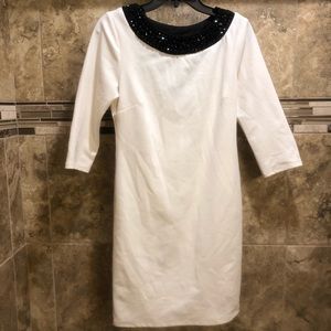 Bisou Bisou ivory dress with jeweled neckline